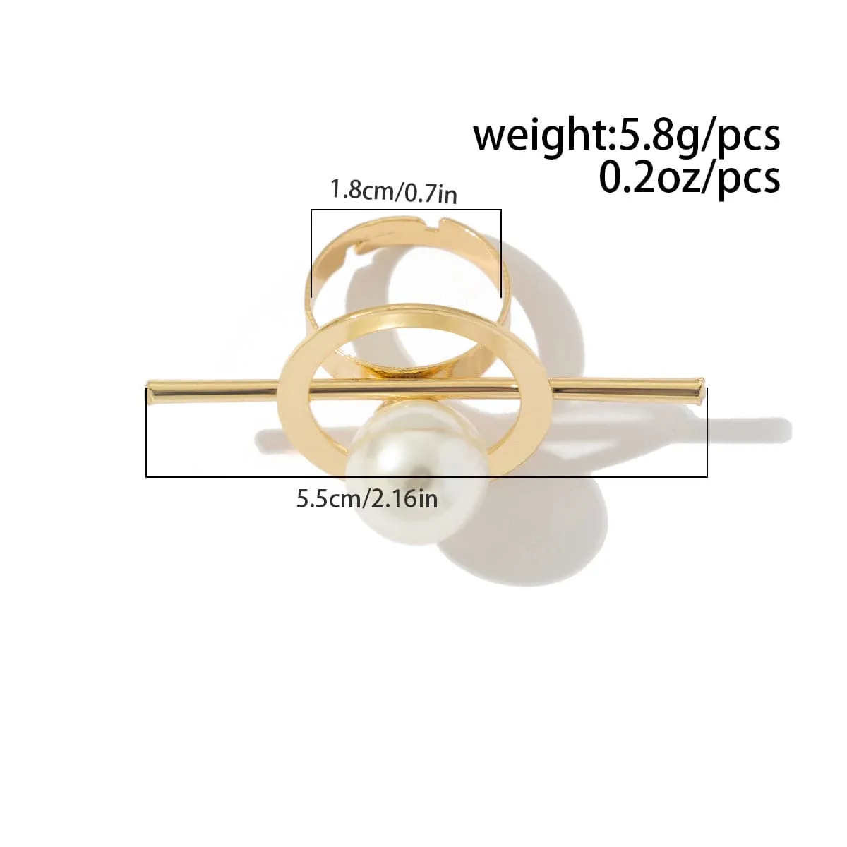 Baroque Gold Silver Tone Pearl Inlaid Textured Flower Hollow Ring Set