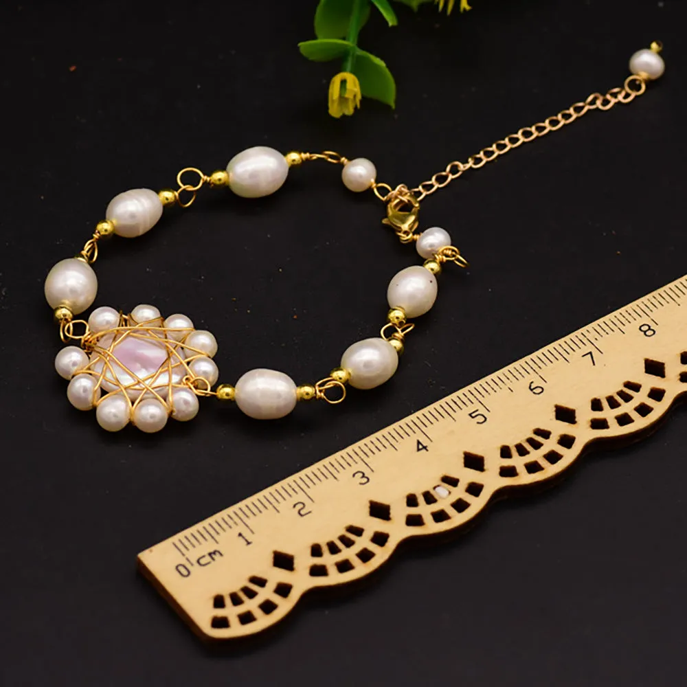 Baroque Natural Freshwater Pearl Heronsbill Bracelet Women Winding Jewelry