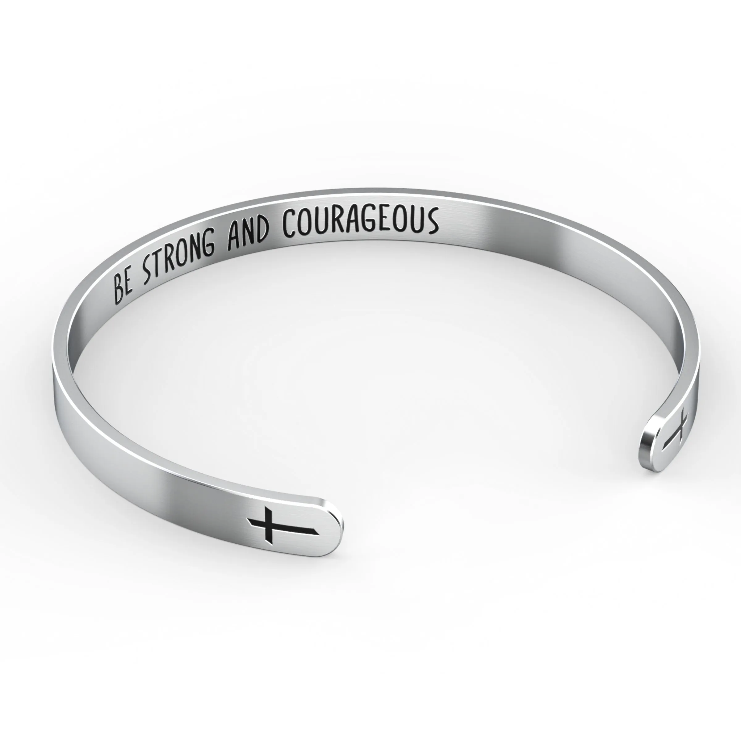 Be Strong And Courageous Cross Bracelet – Religious Bracelet – Joshua 1:9 — Catholic or Christian Women & Girls