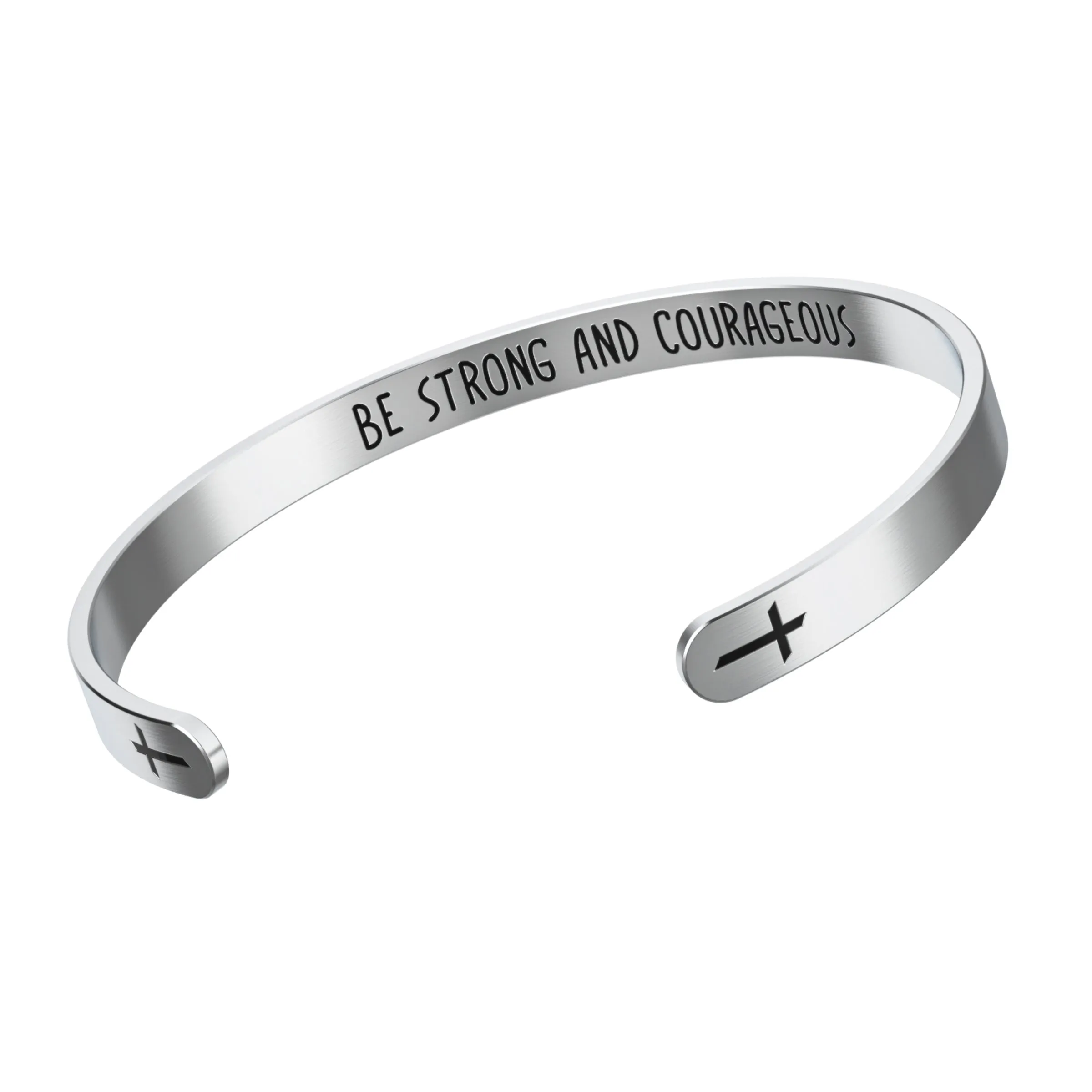 Be Strong And Courageous Cross Bracelet – Religious Bracelet – Joshua 1:9 — Catholic or Christian Women & Girls