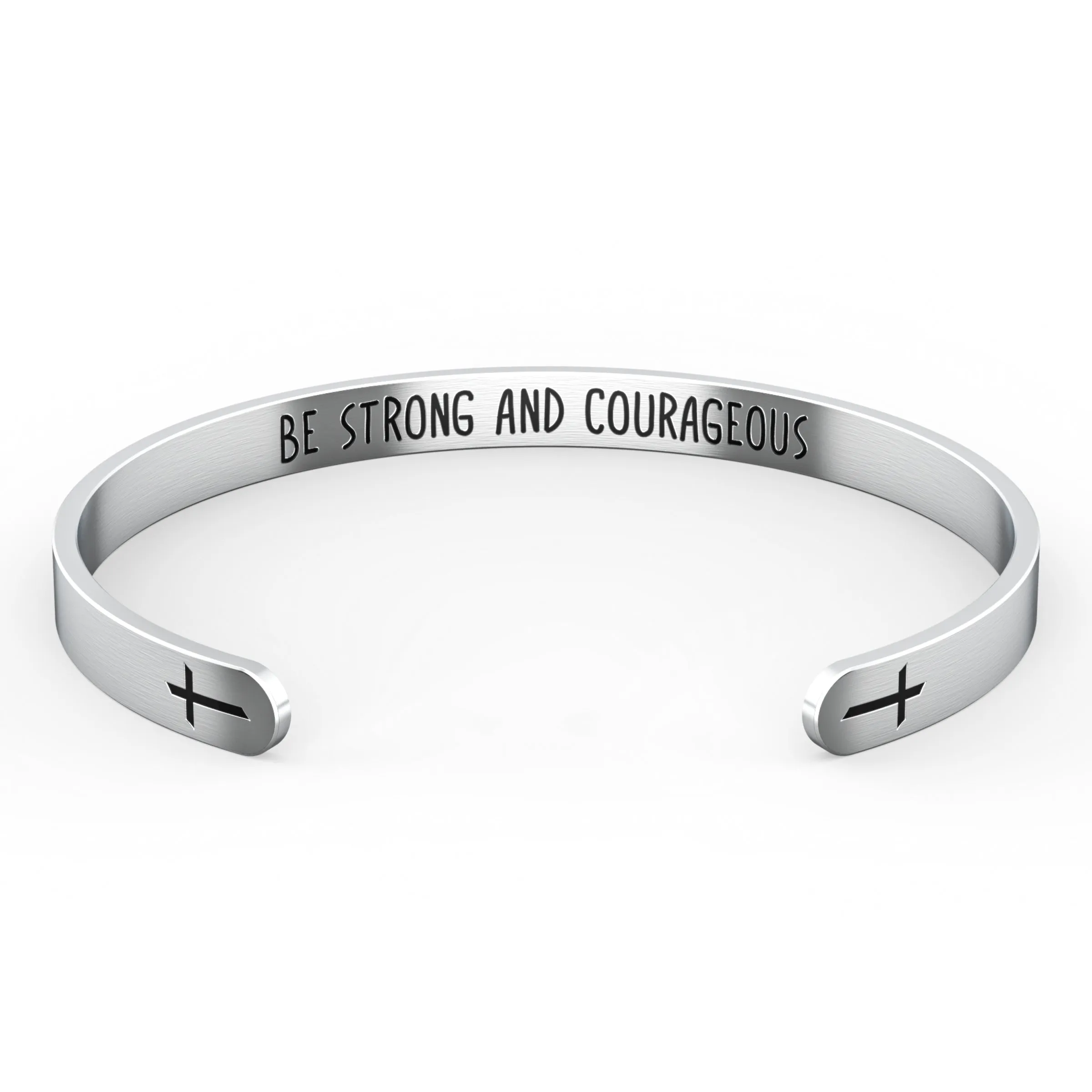 Be Strong And Courageous Cross Bracelet – Religious Bracelet – Joshua 1:9 — Catholic or Christian Women & Girls