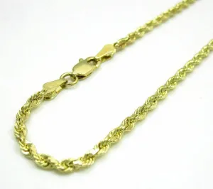 Beautiful 2.25 Grams 10K Yellow Gold Solid Diamond Cut Rope Chain Bracelet