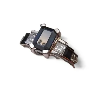 Beautiful Estate 14K White Gold Sapphire Diamond Engagement Ring