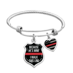 Because He's Mine I Walk This Line Firefighter Charm Bracelet