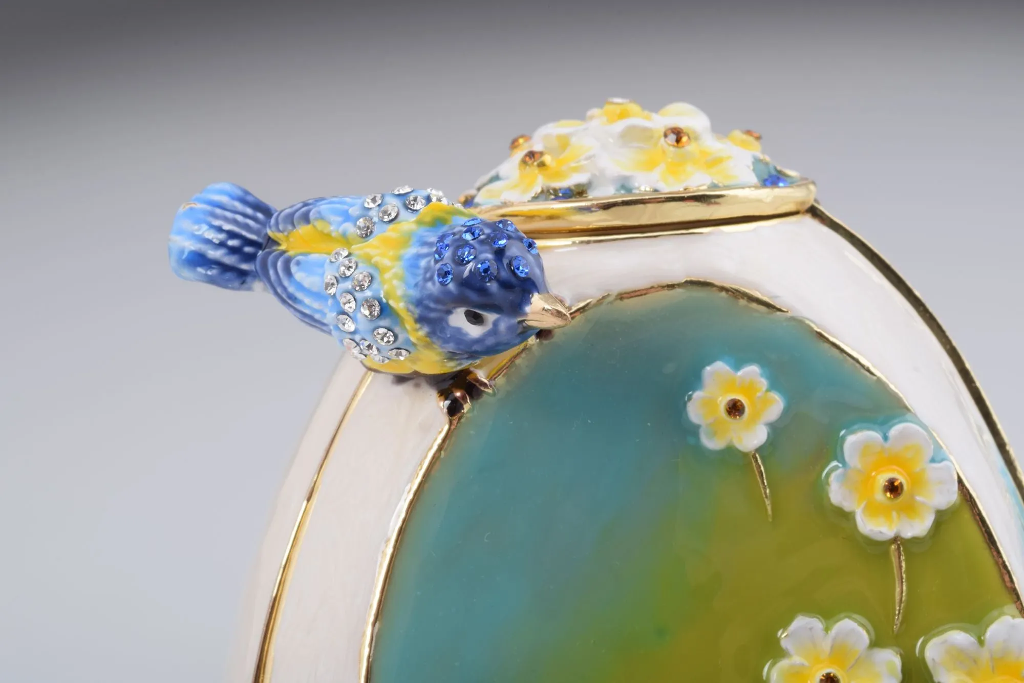 Birds and Flowers White Faberge Egg