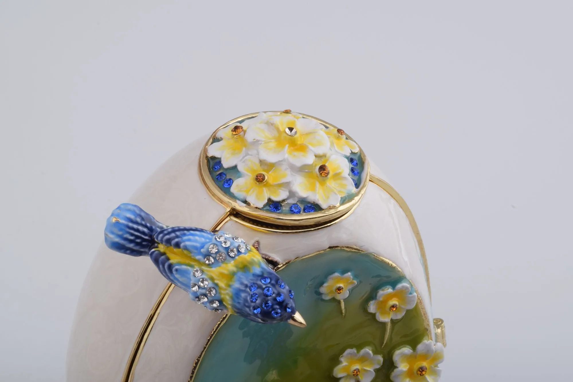 Birds and Flowers White Faberge Egg