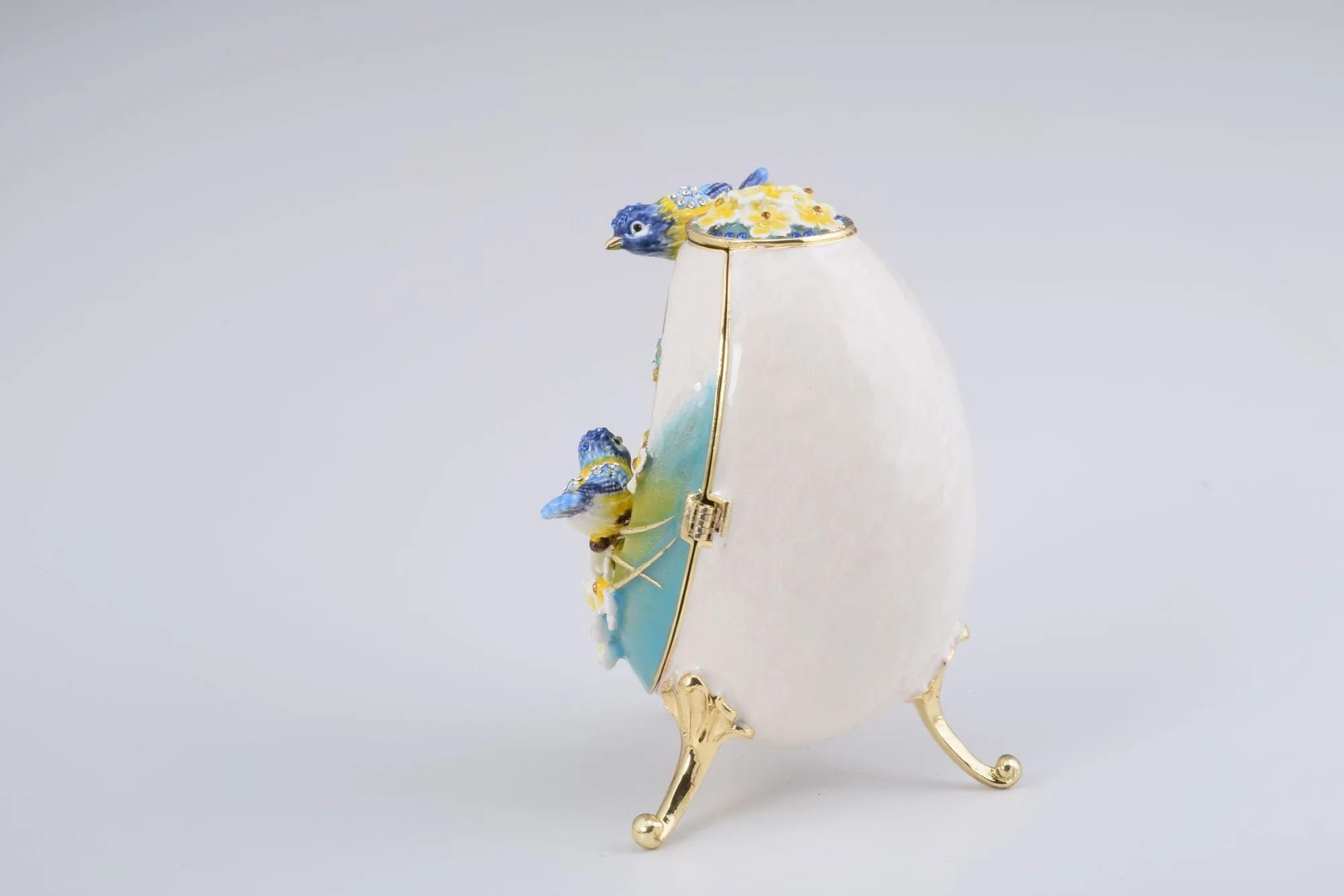 Birds and Flowers White Faberge Egg