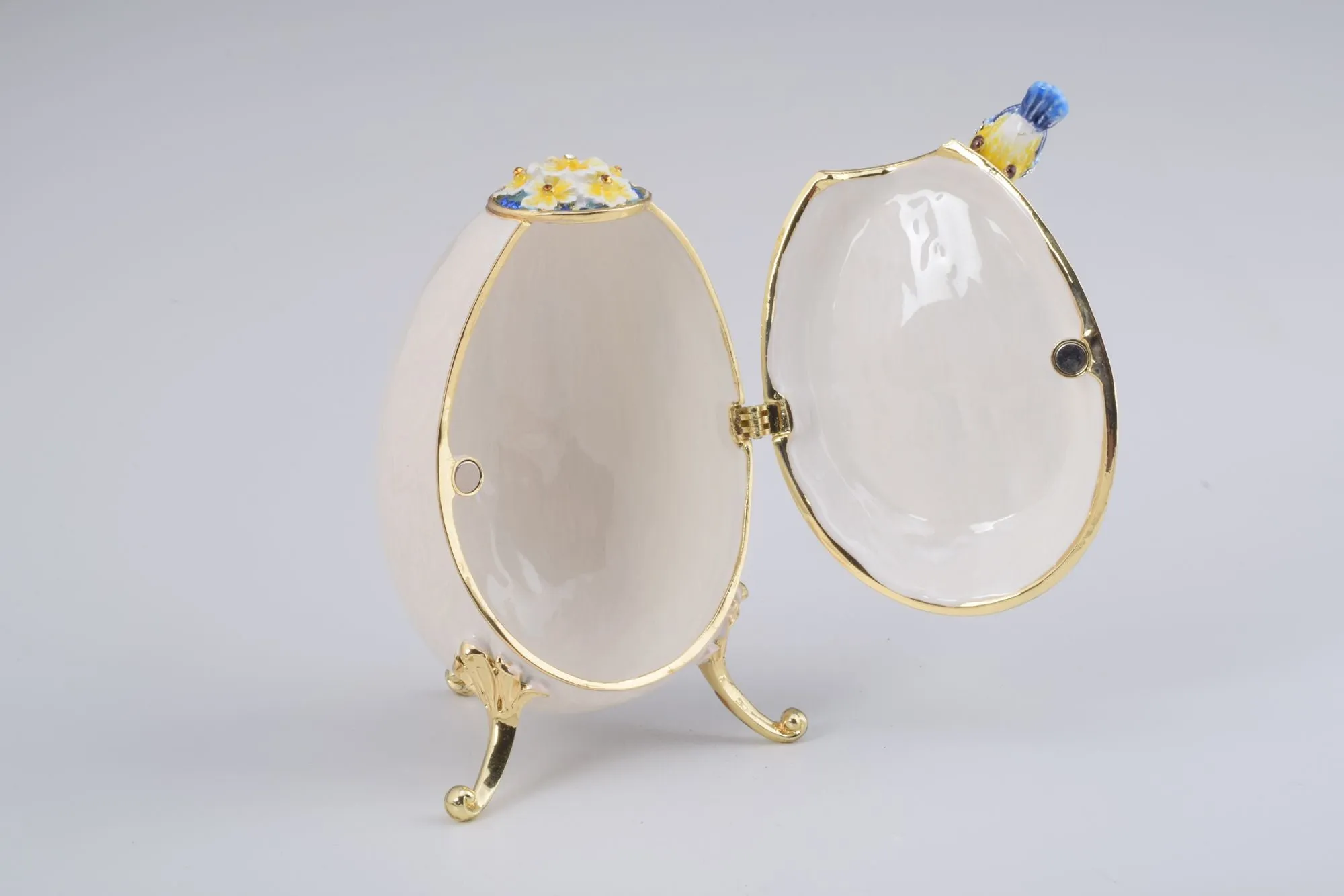 Birds and Flowers White Faberge Egg