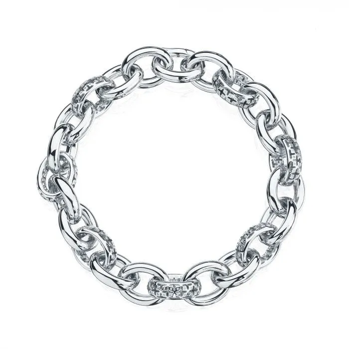 Birks Silver Muse Monogram Link Bracelet