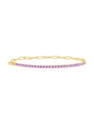 Birthstone Tennis Bracelet - February 14K