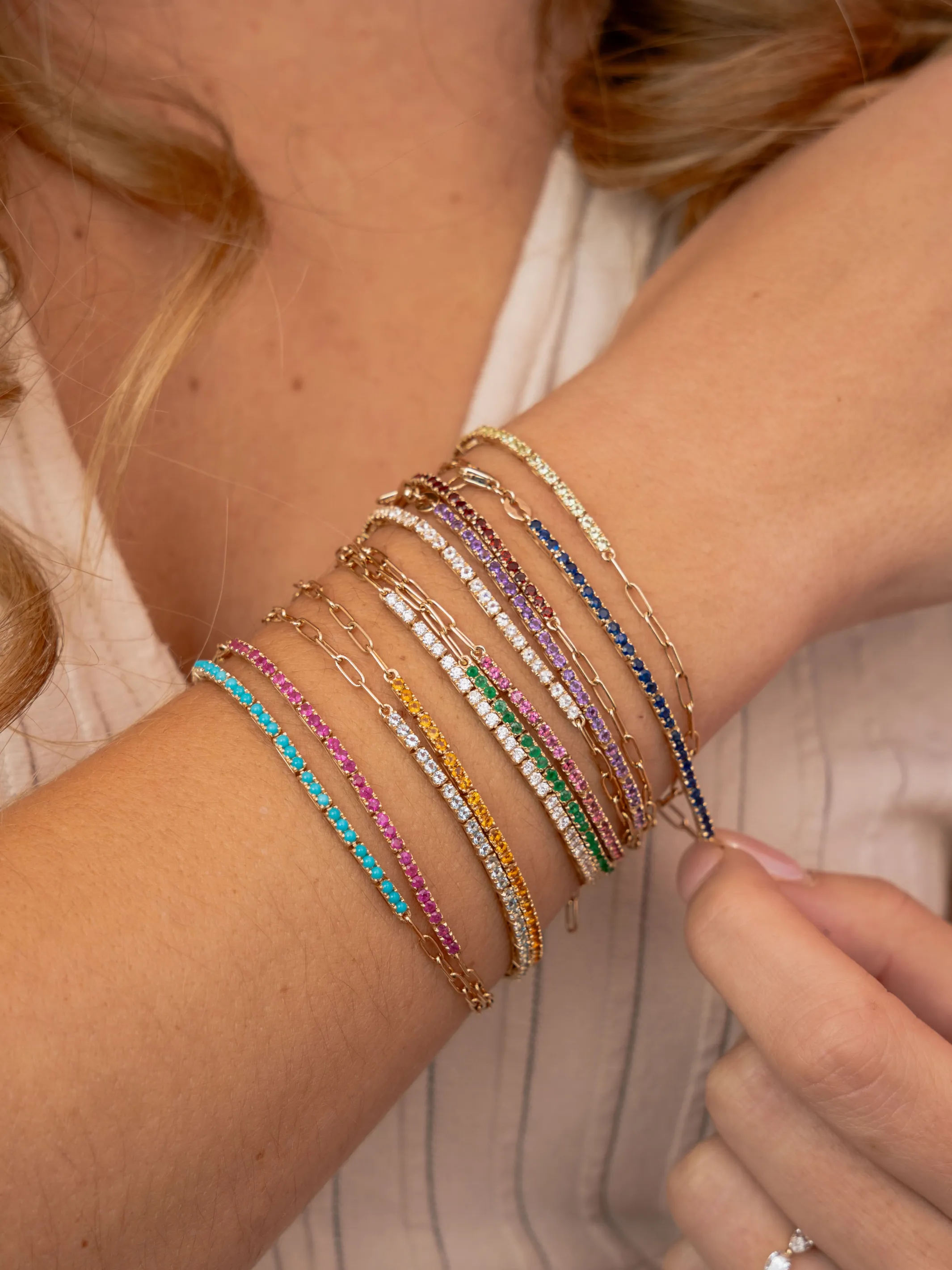 Birthstone Tennis Bracelet - February 14K