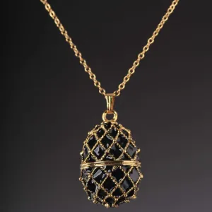 Black Egg Pendant Locket Necklace