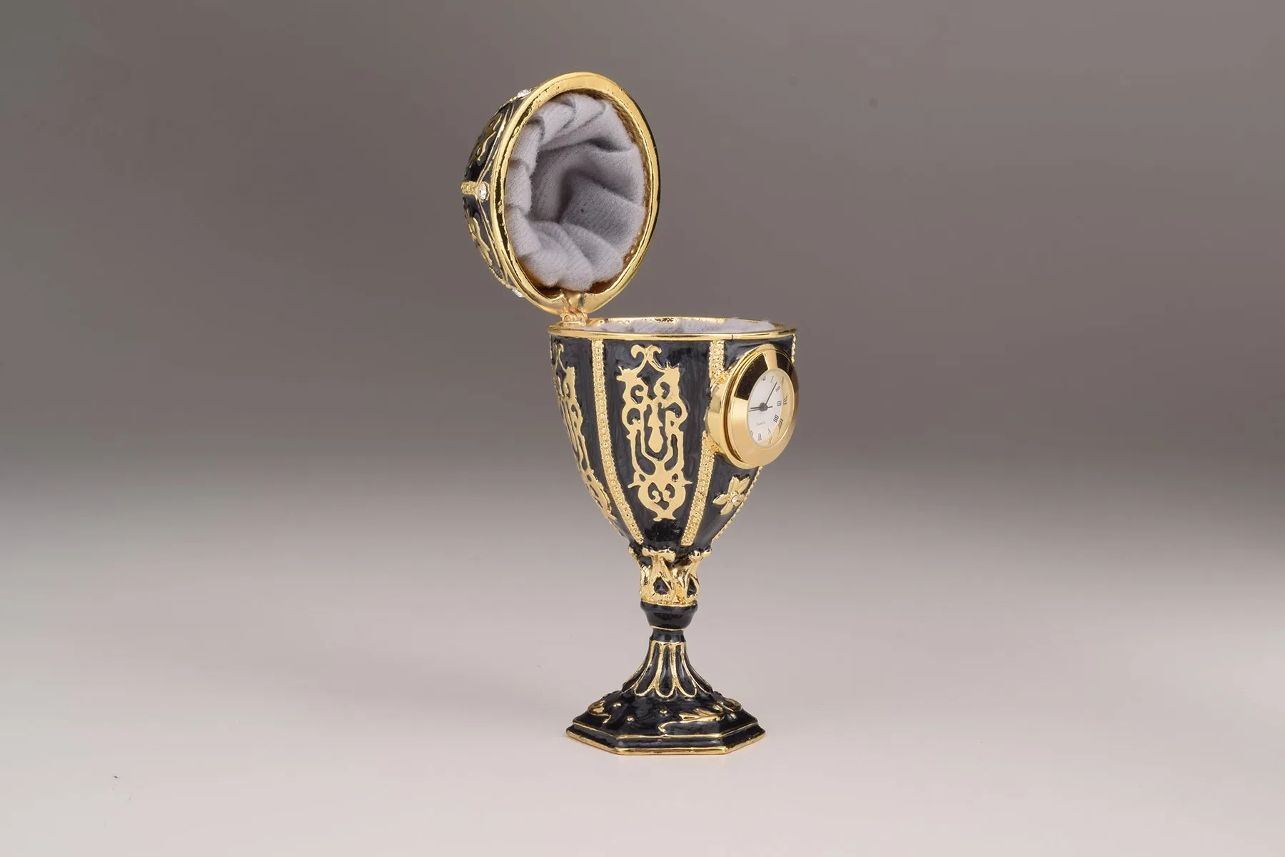 Black Faberge Egg with Clock