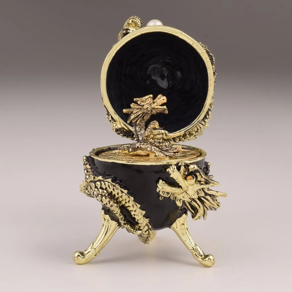 Black Faberge Egg with Dragon