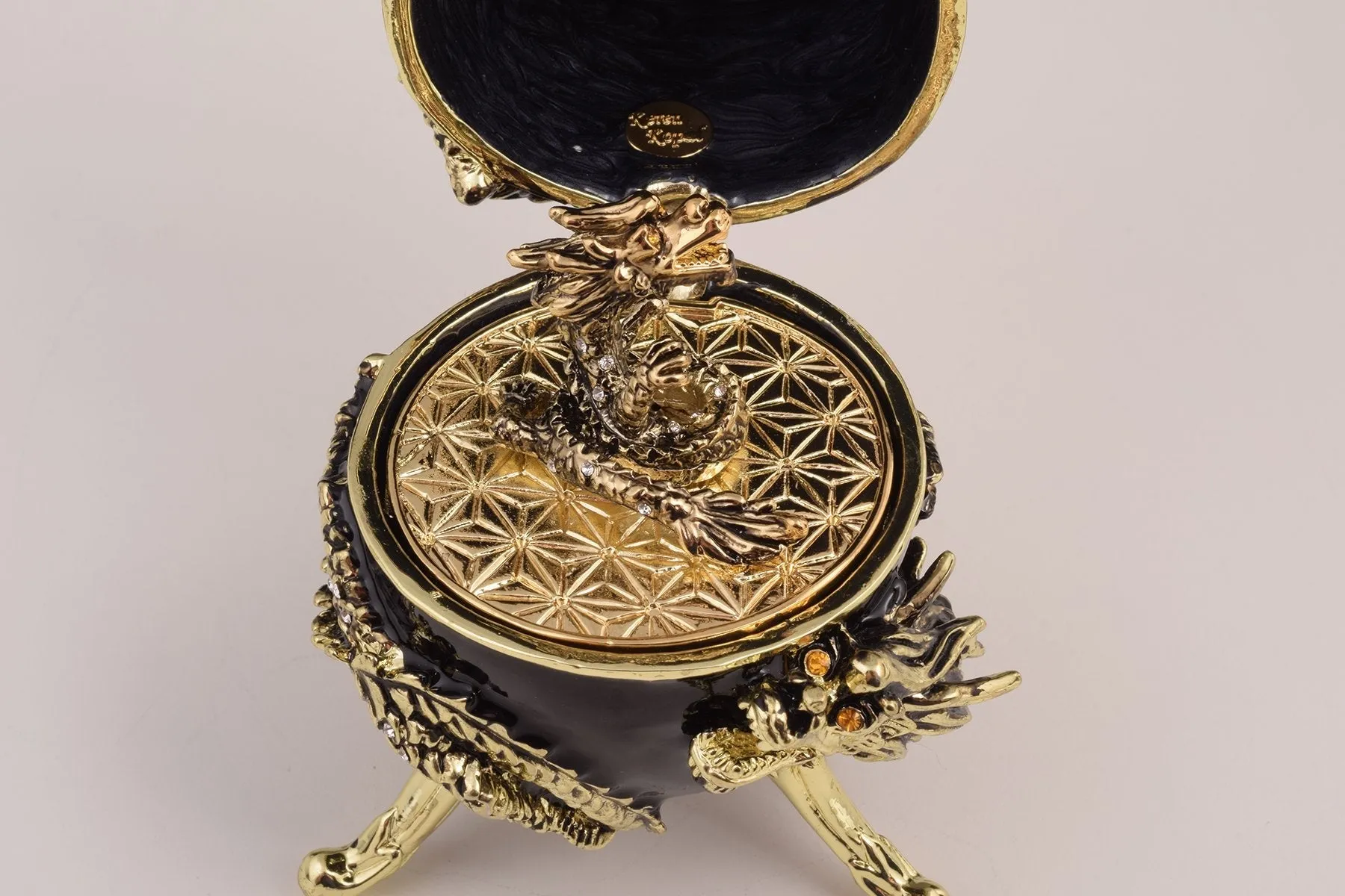 Black Faberge Egg with Dragon