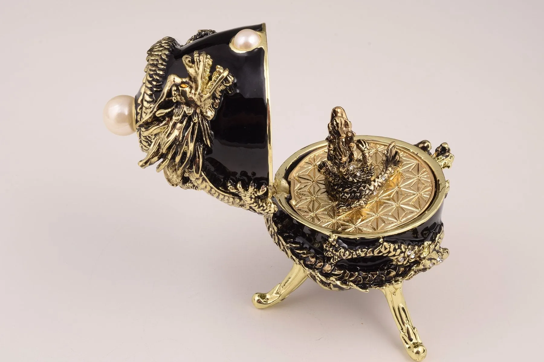 Black Faberge Egg with Dragon