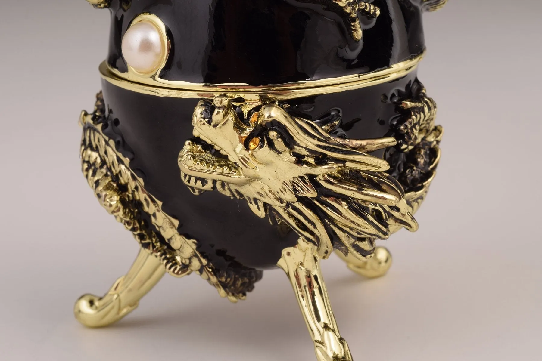 Black Faberge Egg with Dragon