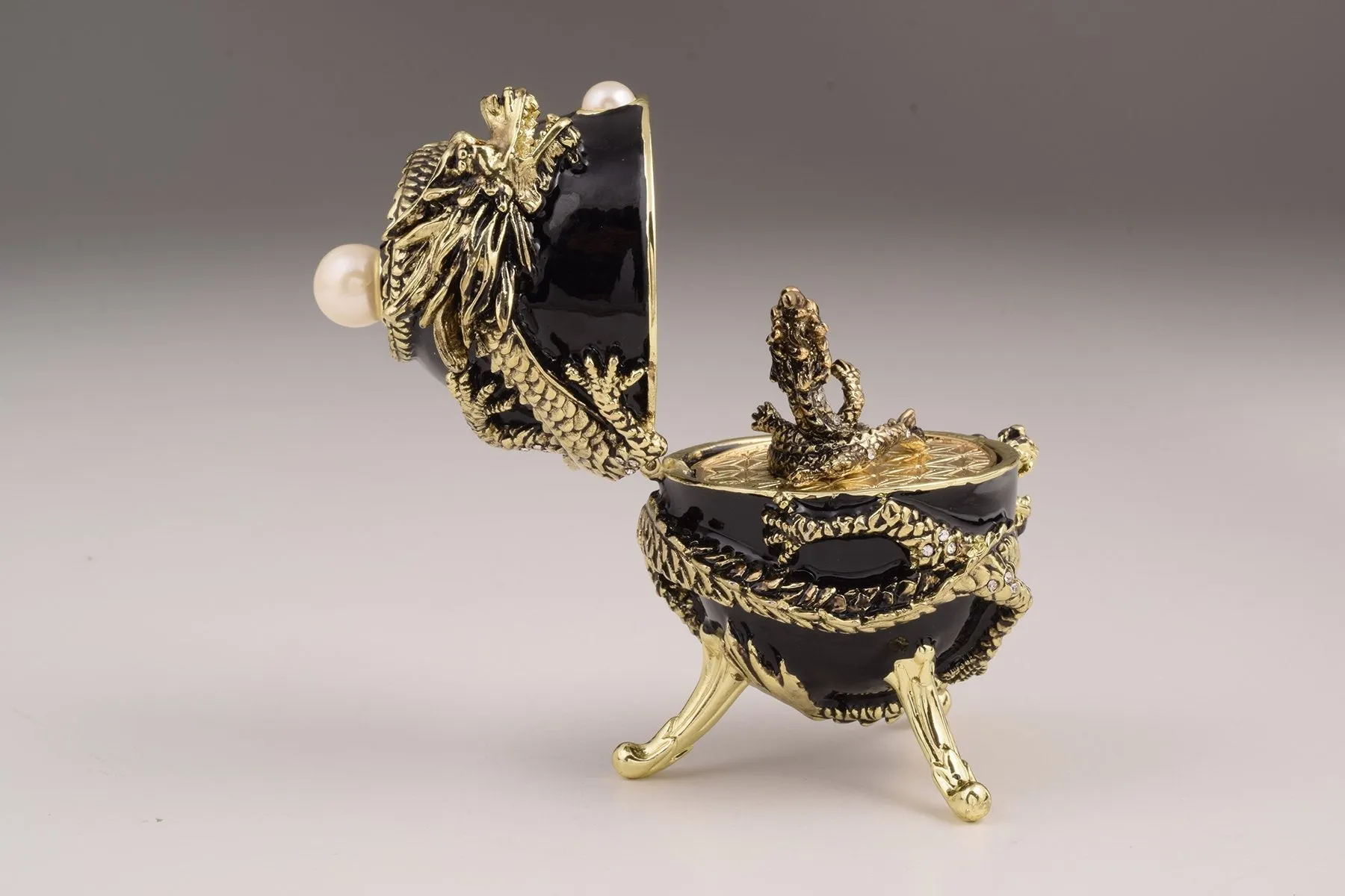 Black Faberge Egg with Dragon