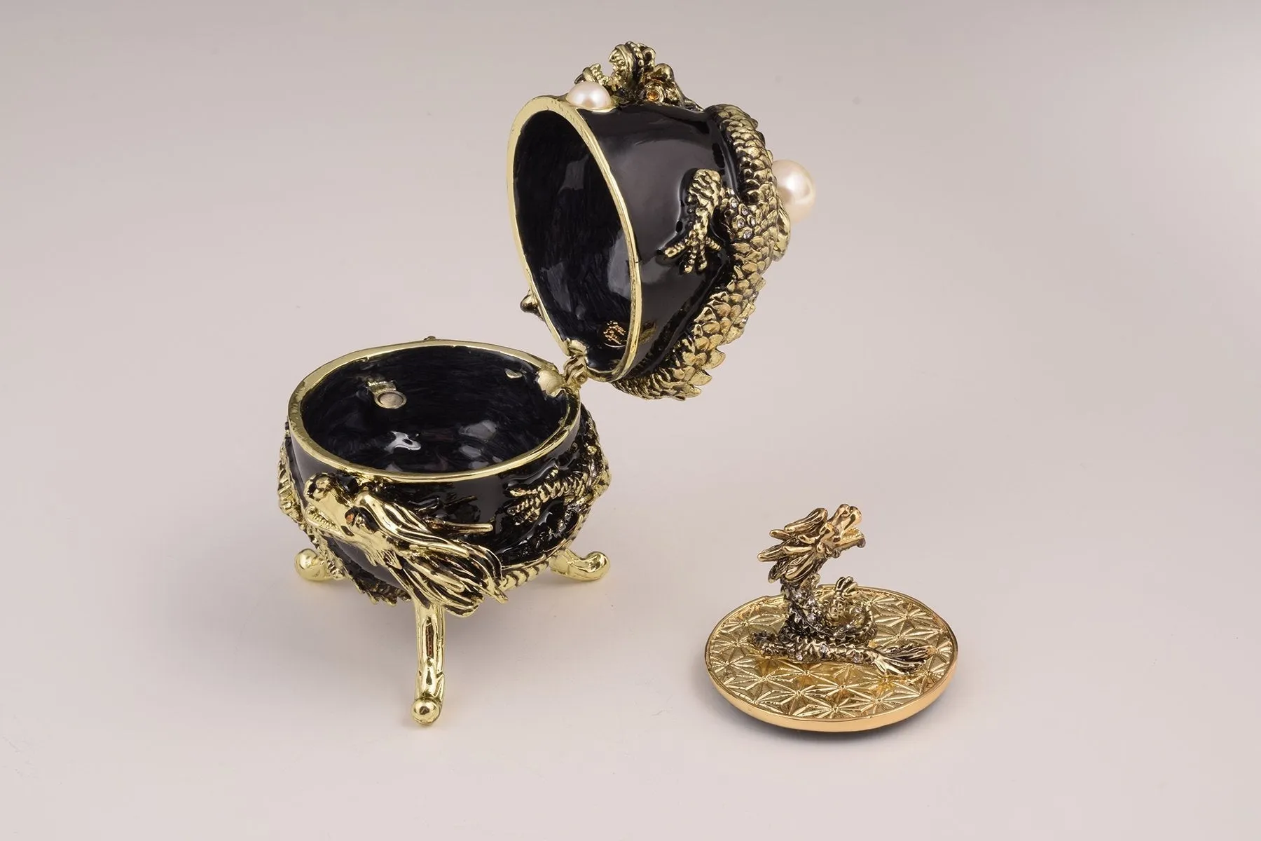 Black Faberge Egg with Dragon