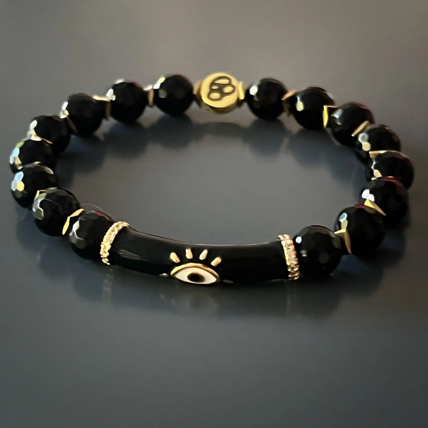 Black Onyx Stone Evil Eye Protection Beaded Bracelet