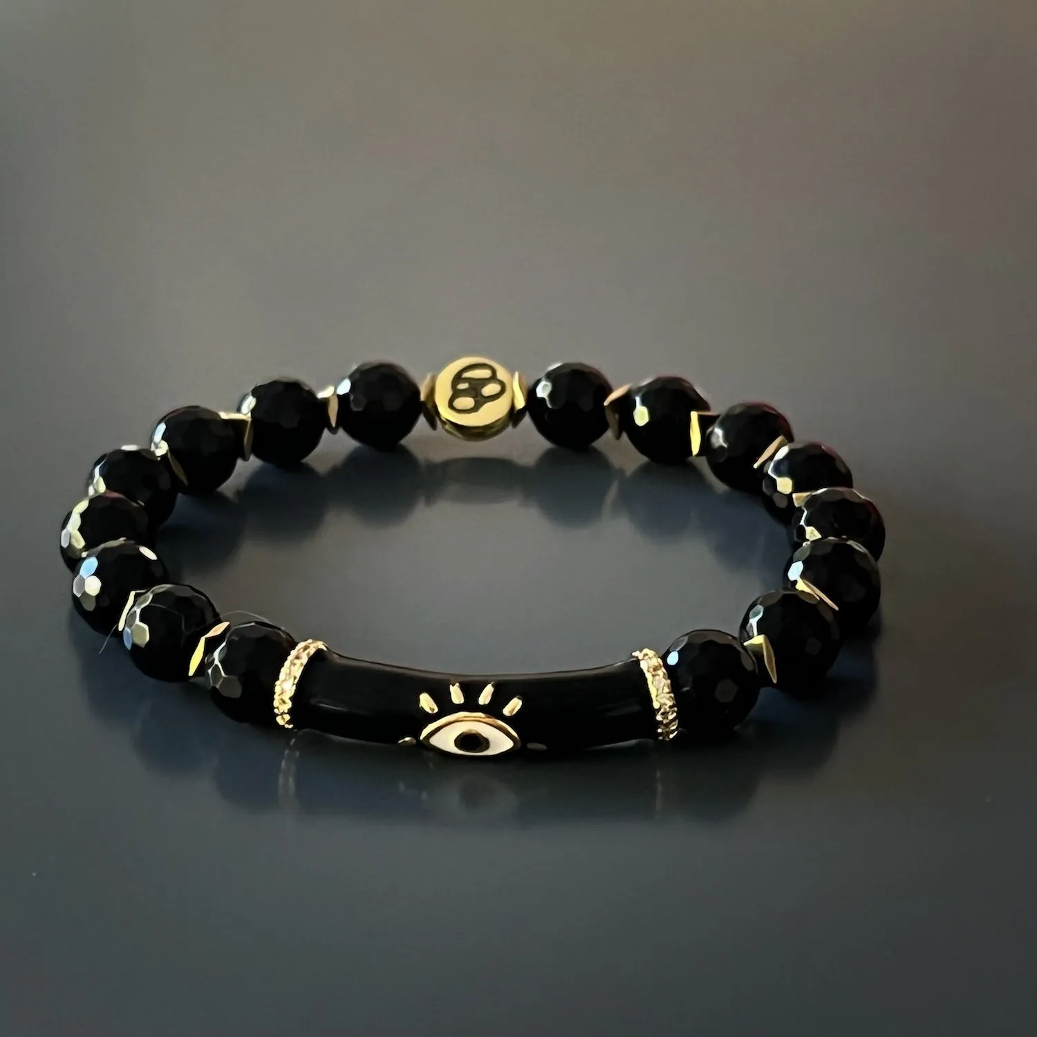 Black Onyx Stone Evil Eye Protection Beaded Bracelet