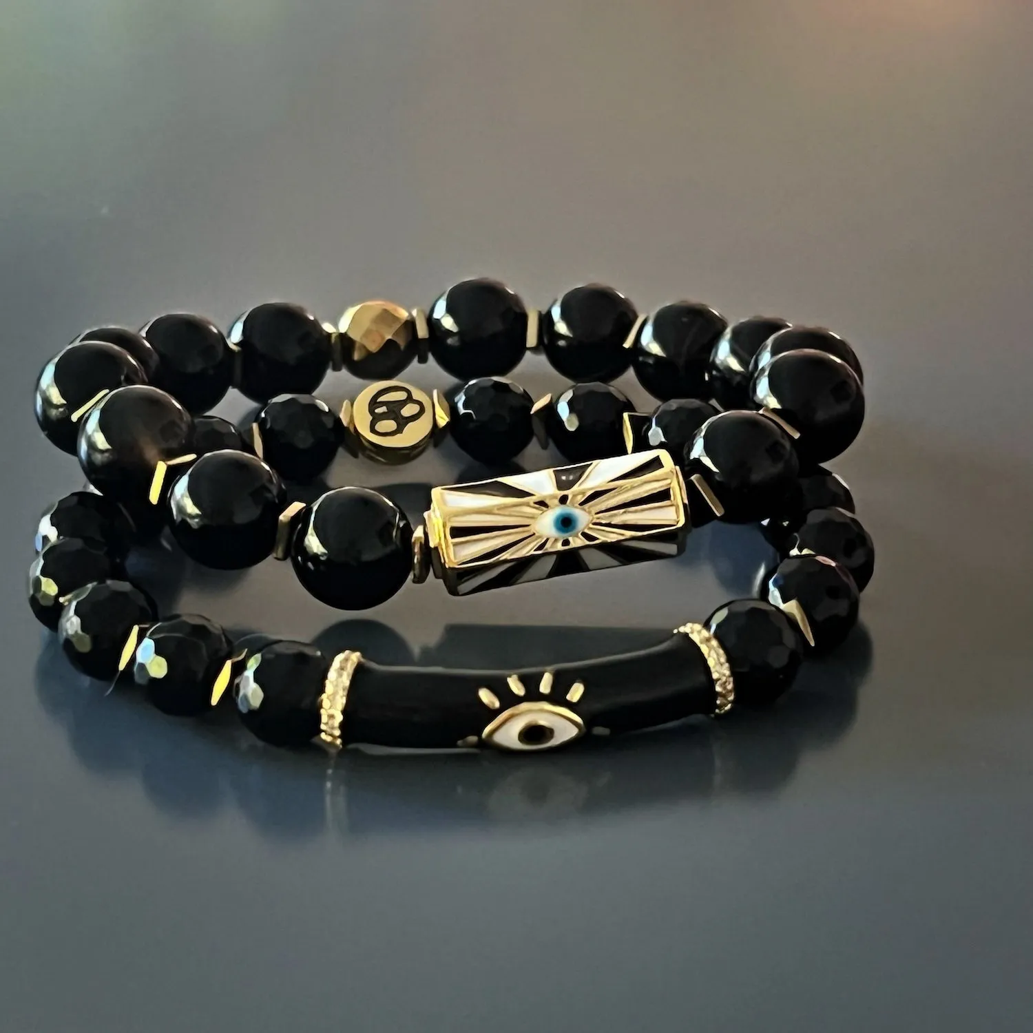 Black Onyx Stone Evil Eye Protection Beaded Bracelet