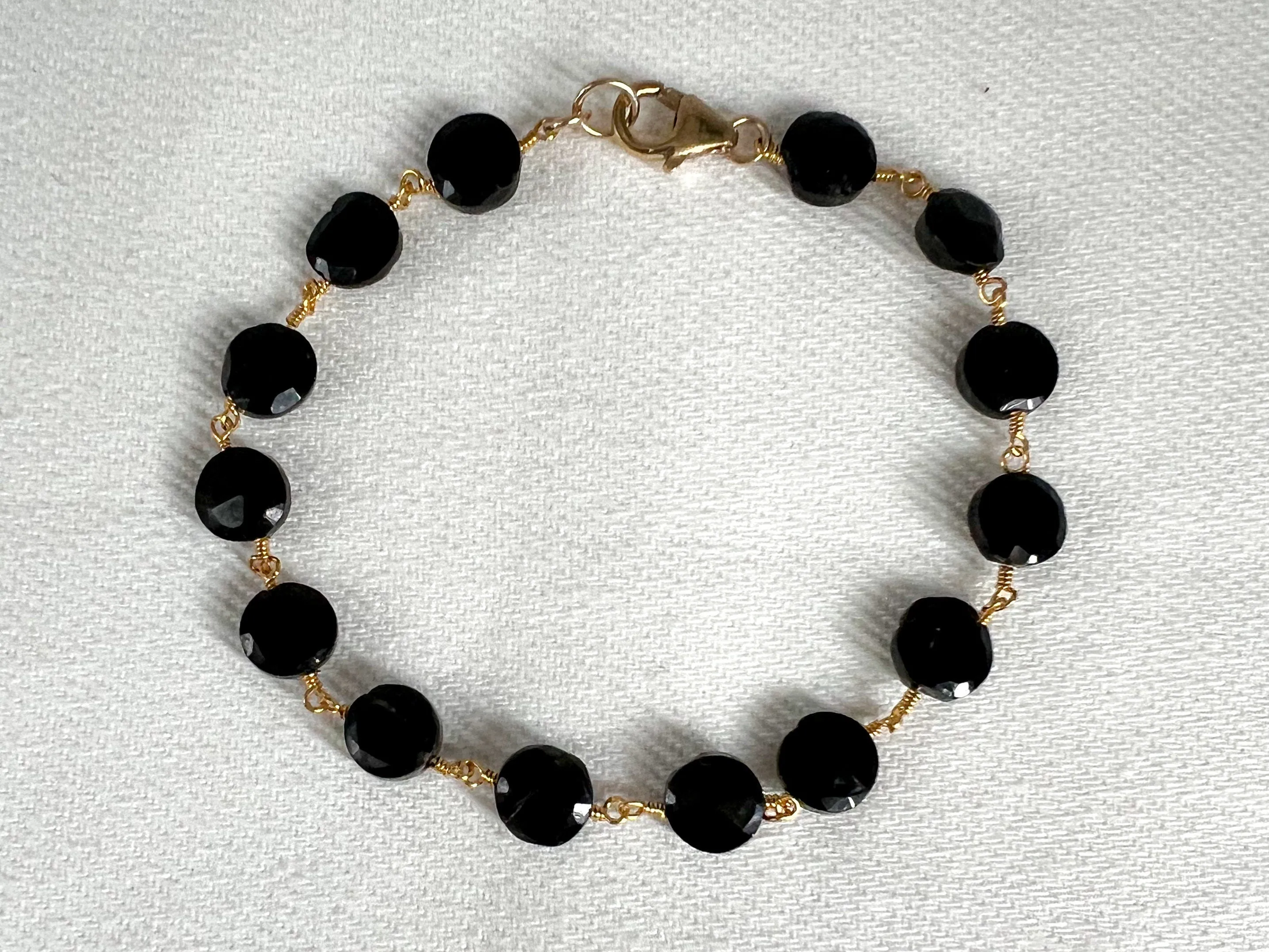 Black Spinel Coin Bracelet