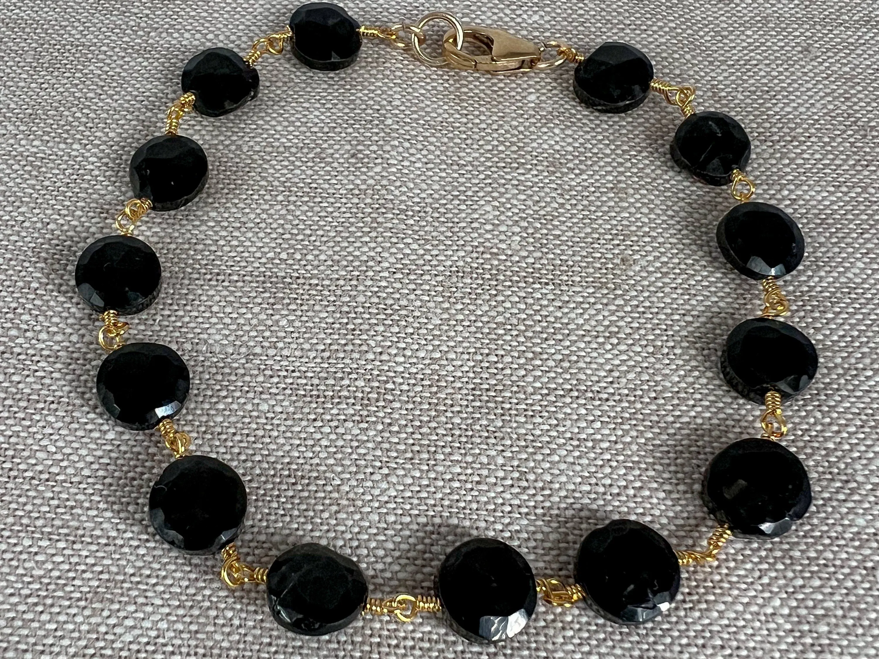 Black Spinel Coin Bracelet