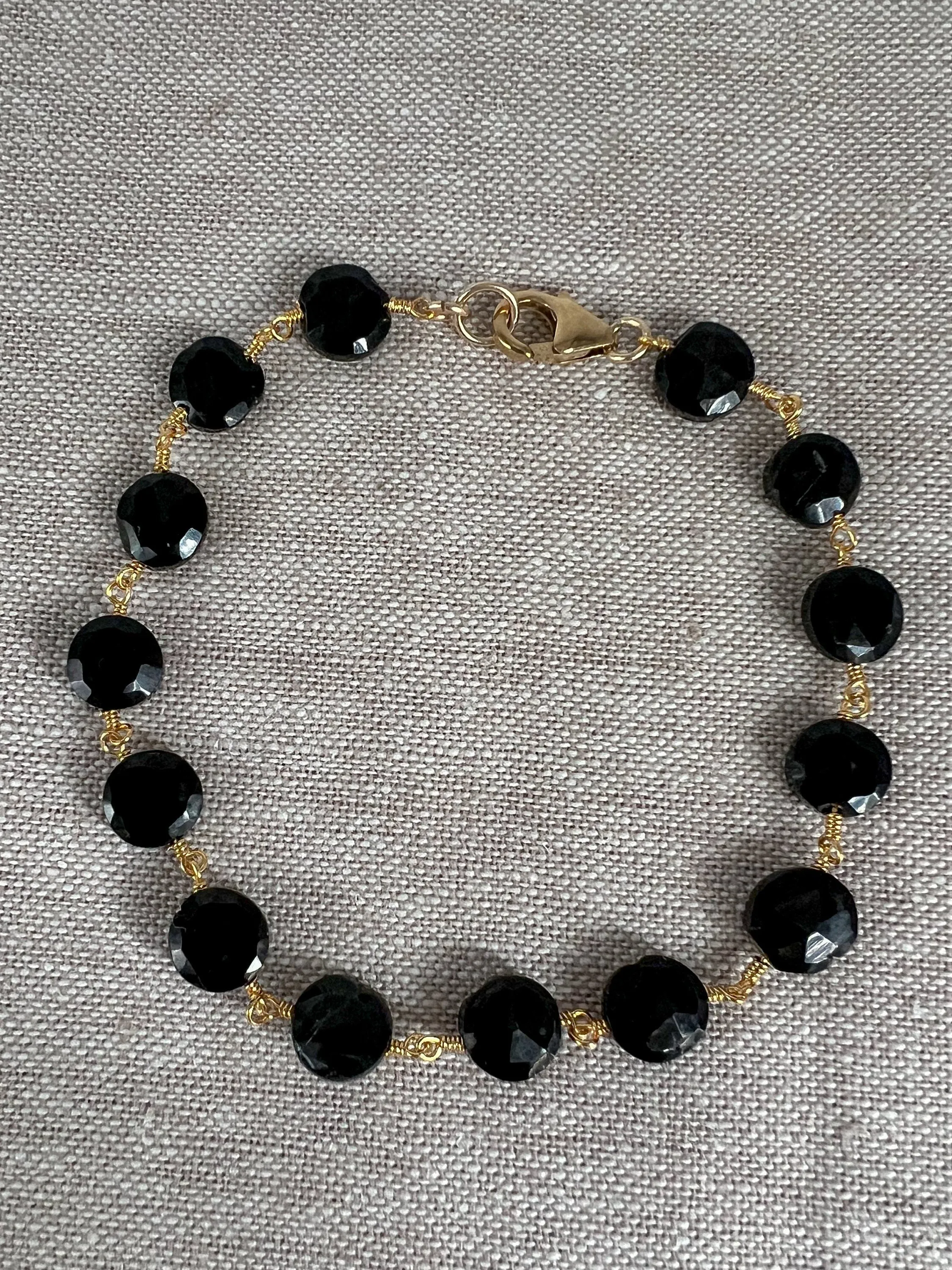 Black Spinel Coin Bracelet