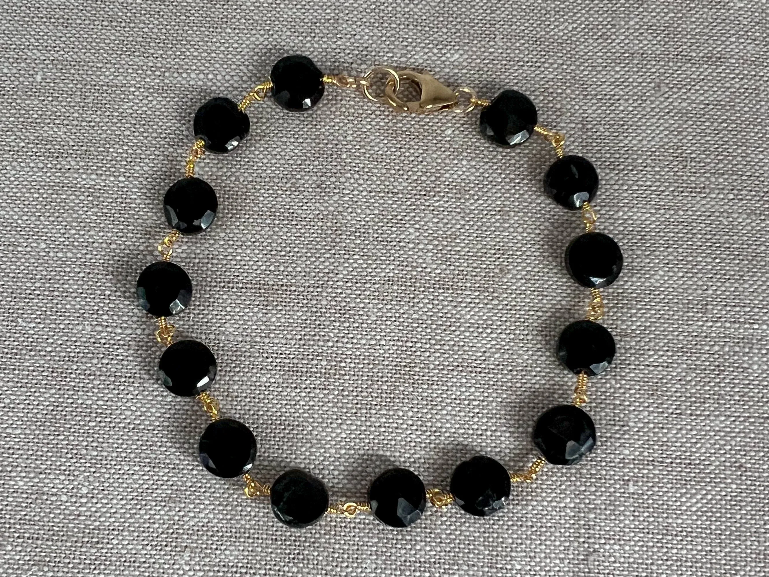 Black Spinel Coin Bracelet