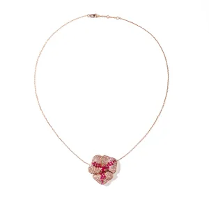 Bloom Large Flower Pink Sapphire Necklace in Rose Gold