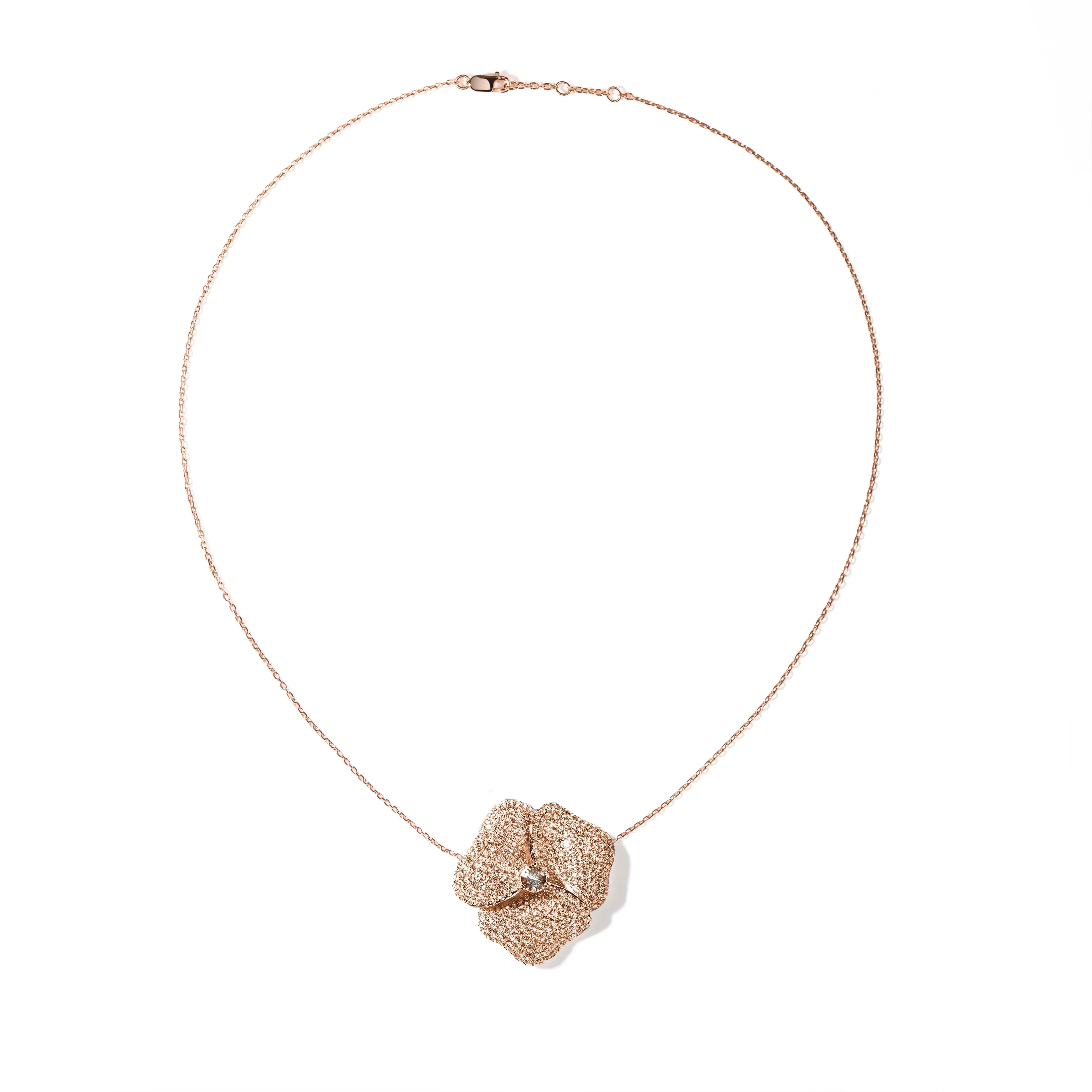 Bloom Large Flower White Diamond Necklace