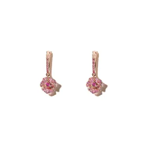 Bloom Petit Flower Light Pink Sapphires Hoop Earrings in Rose Gold
