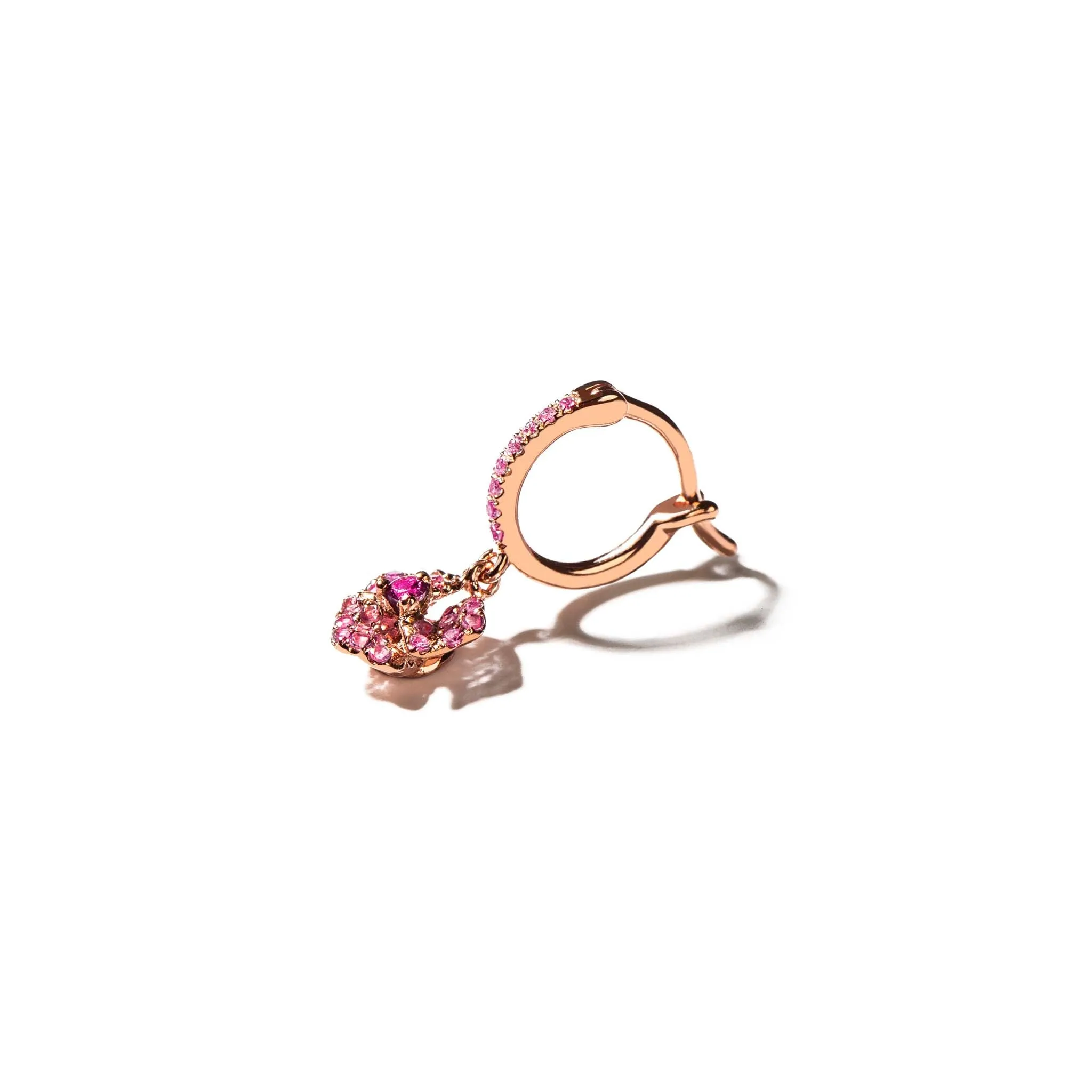 Bloom Petit Flower Light Pink Sapphires Hoop Earrings in Rose Gold