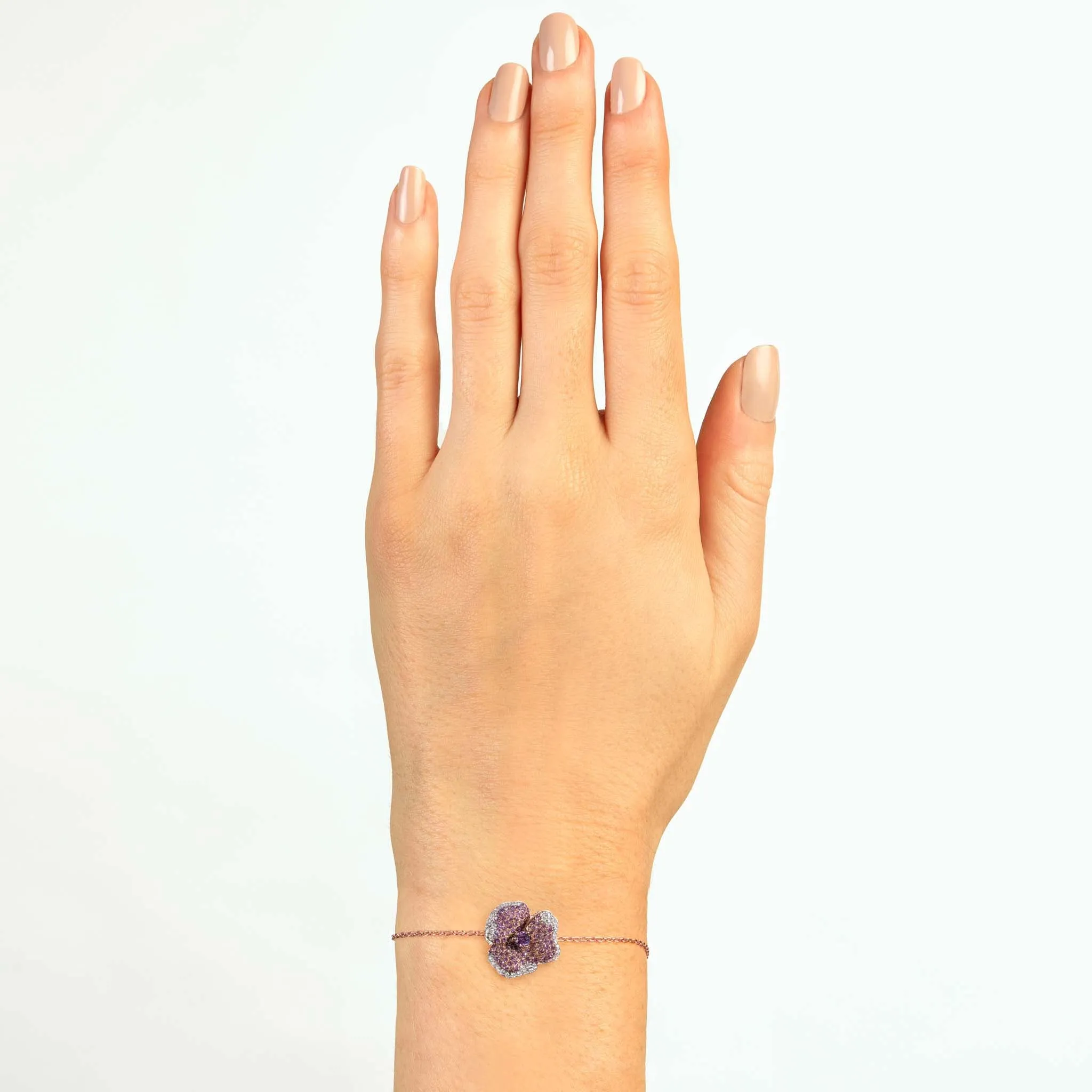 Bloom Small Flower Amethyst Bracelet in Rose Gold