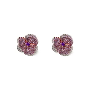 Bloom Small Flower Amethyst Earrings in Rose Gold