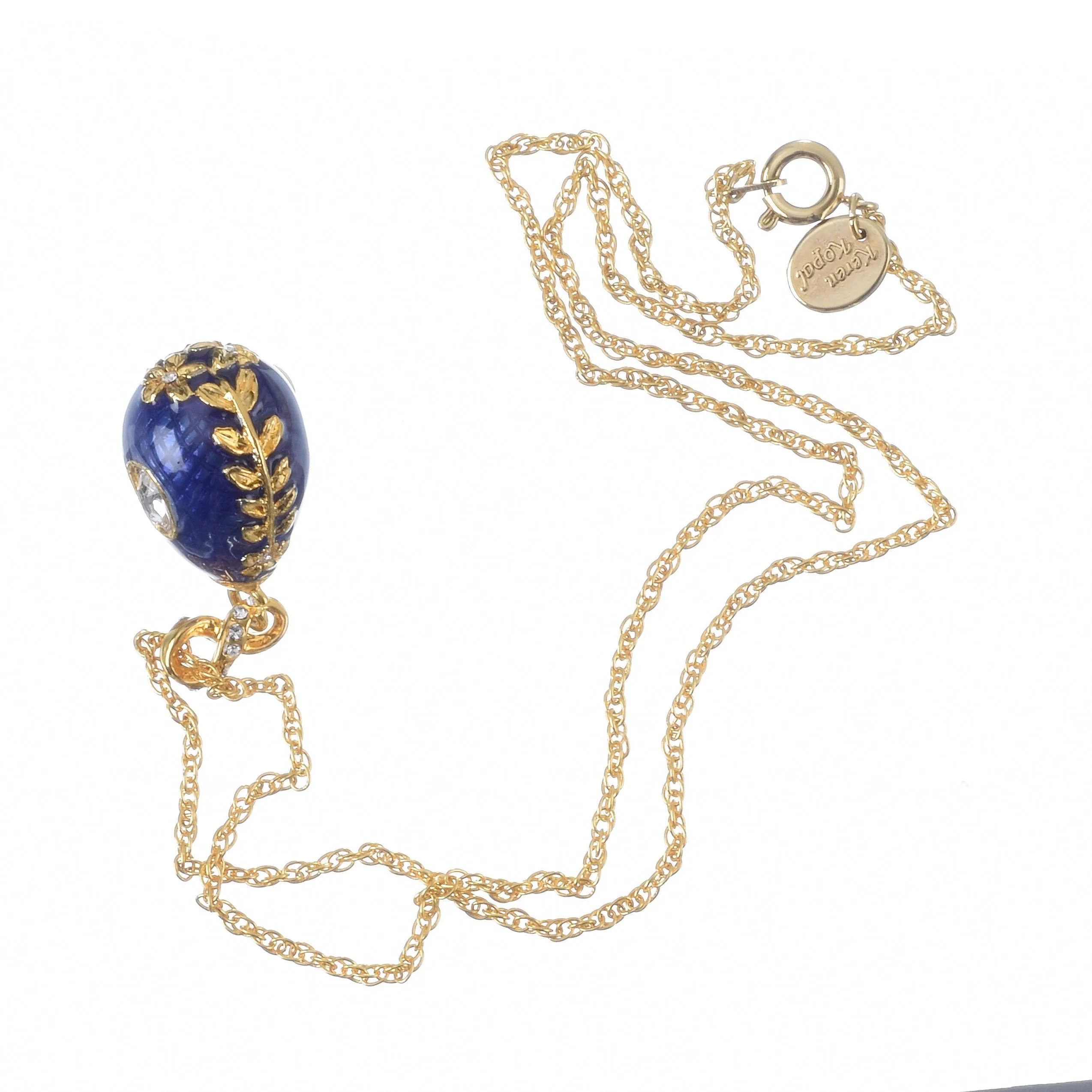 Blue Egg Pendant Gold Necklace