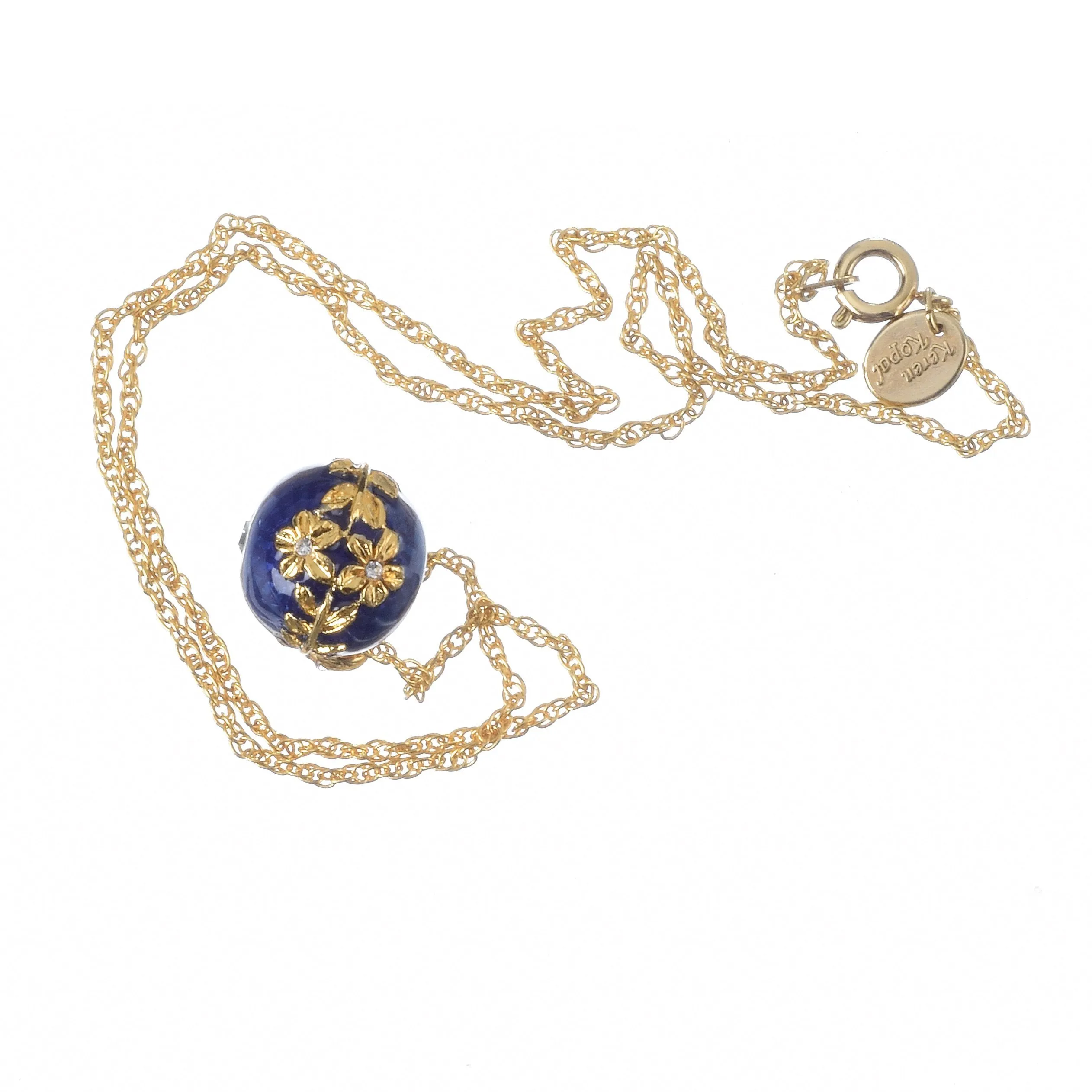 Blue Egg Pendant Gold Necklace