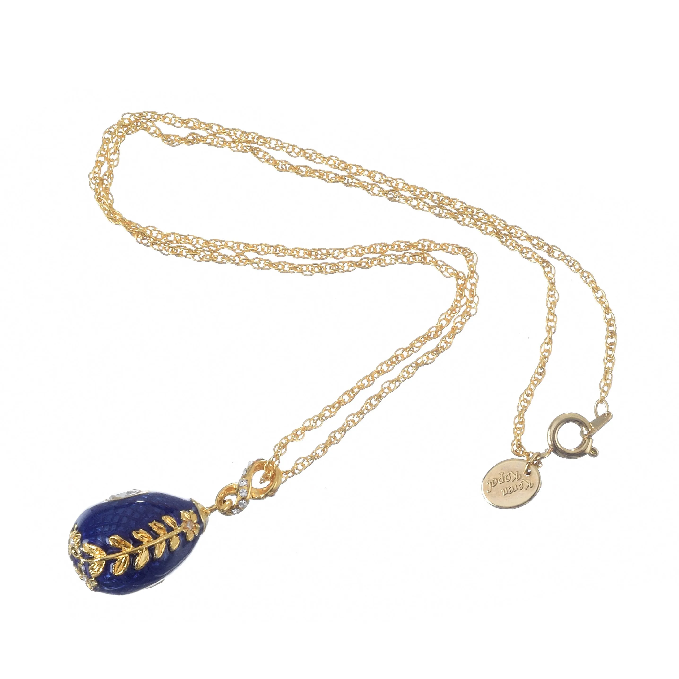 Blue Egg Pendant Gold Necklace