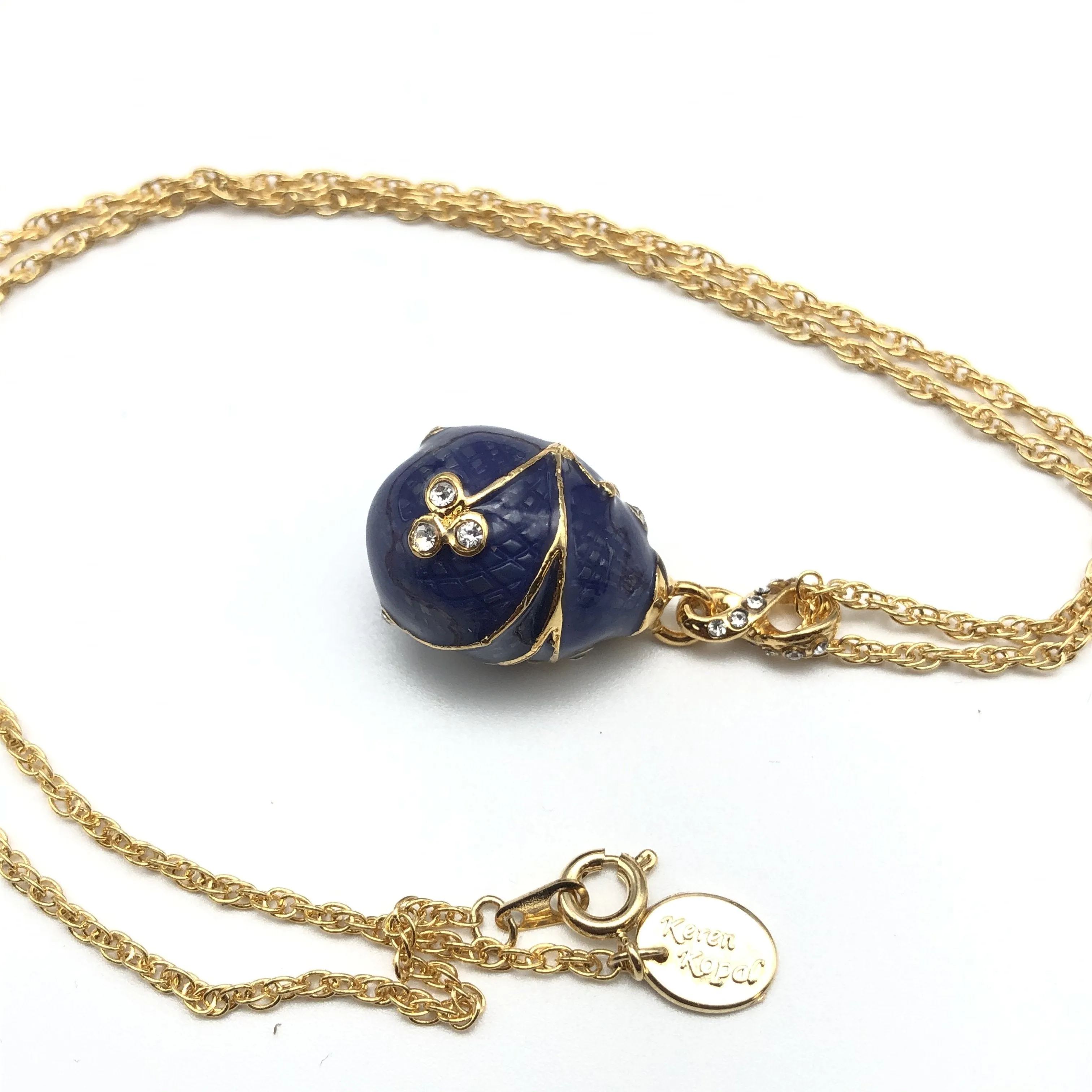 Blue Egg Pendant Gold Necklace