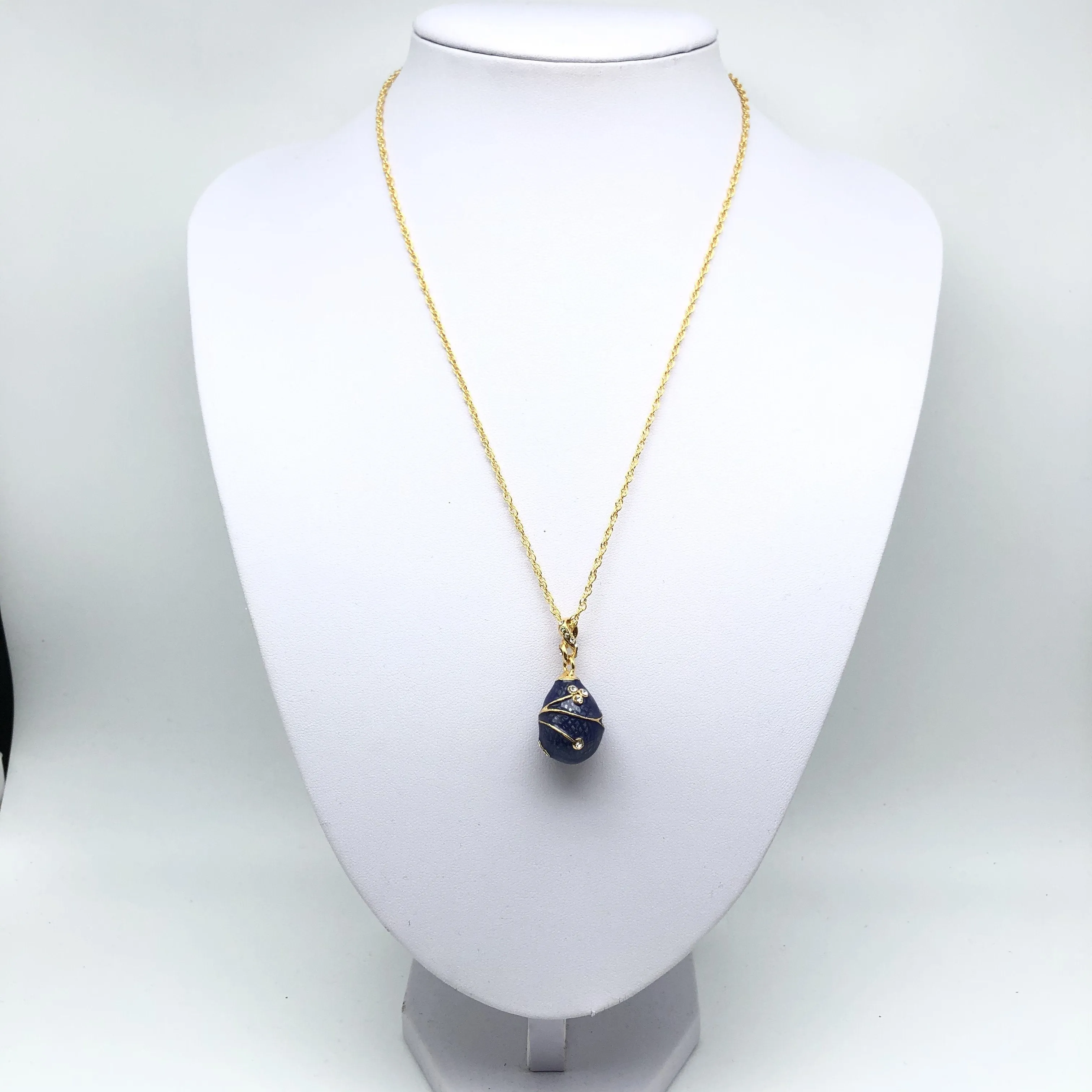 Blue Egg Pendant Gold Necklace