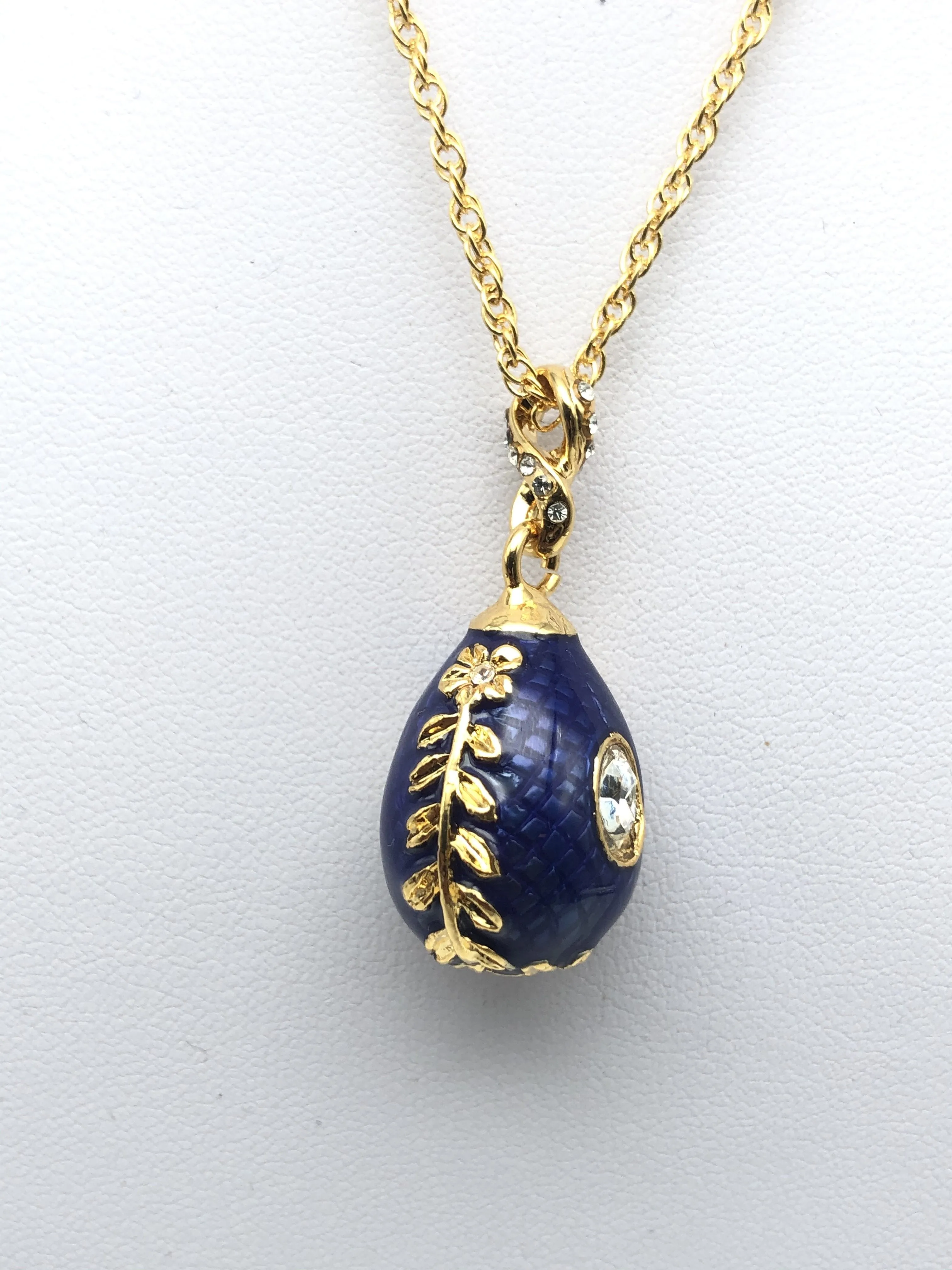 Blue Egg Pendant Gold Necklace