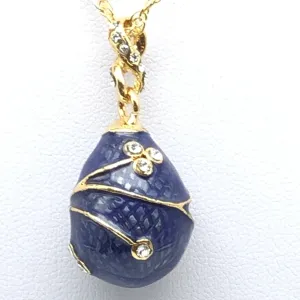 Blue Egg Pendant Gold Necklace