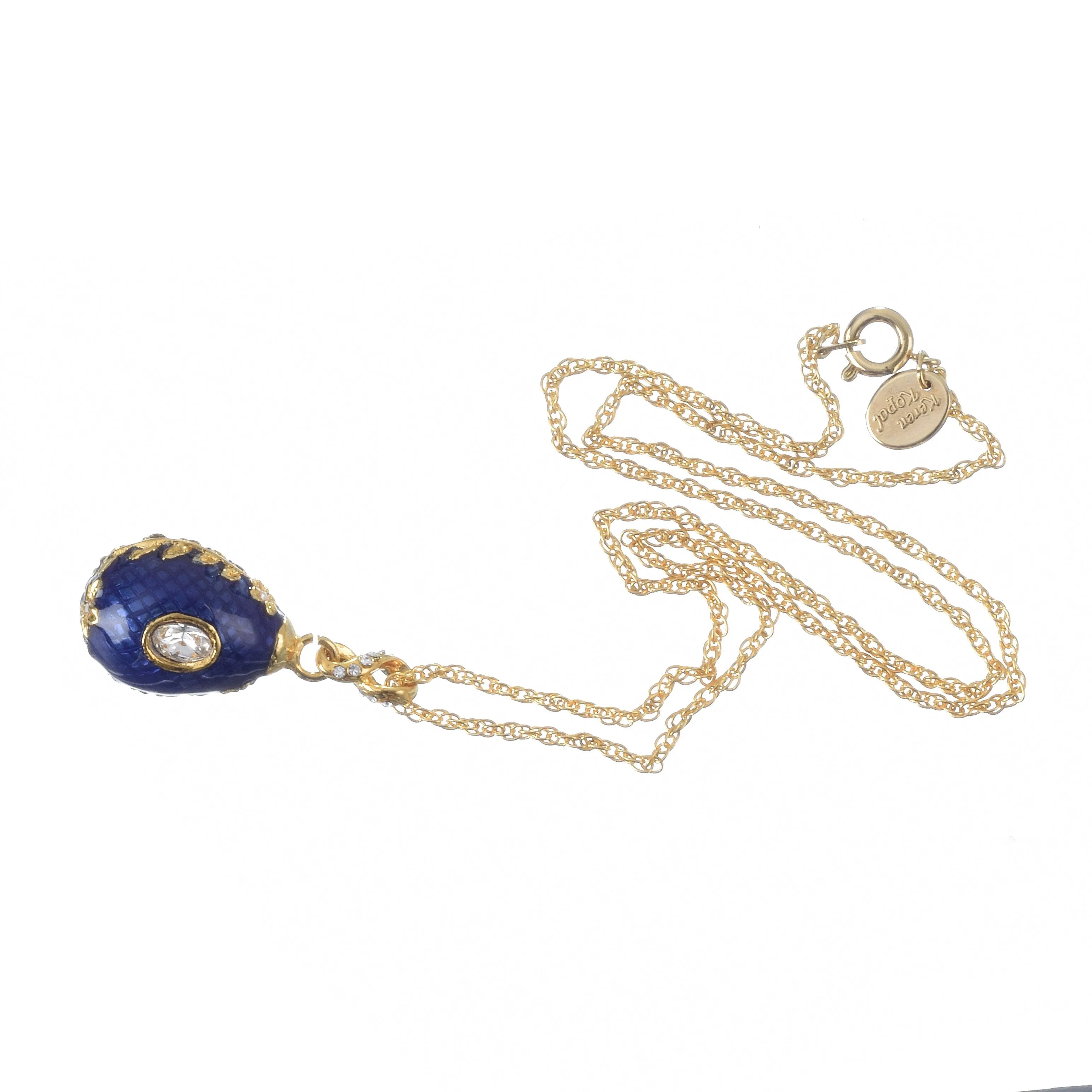 Blue Egg Pendant Gold Necklace
