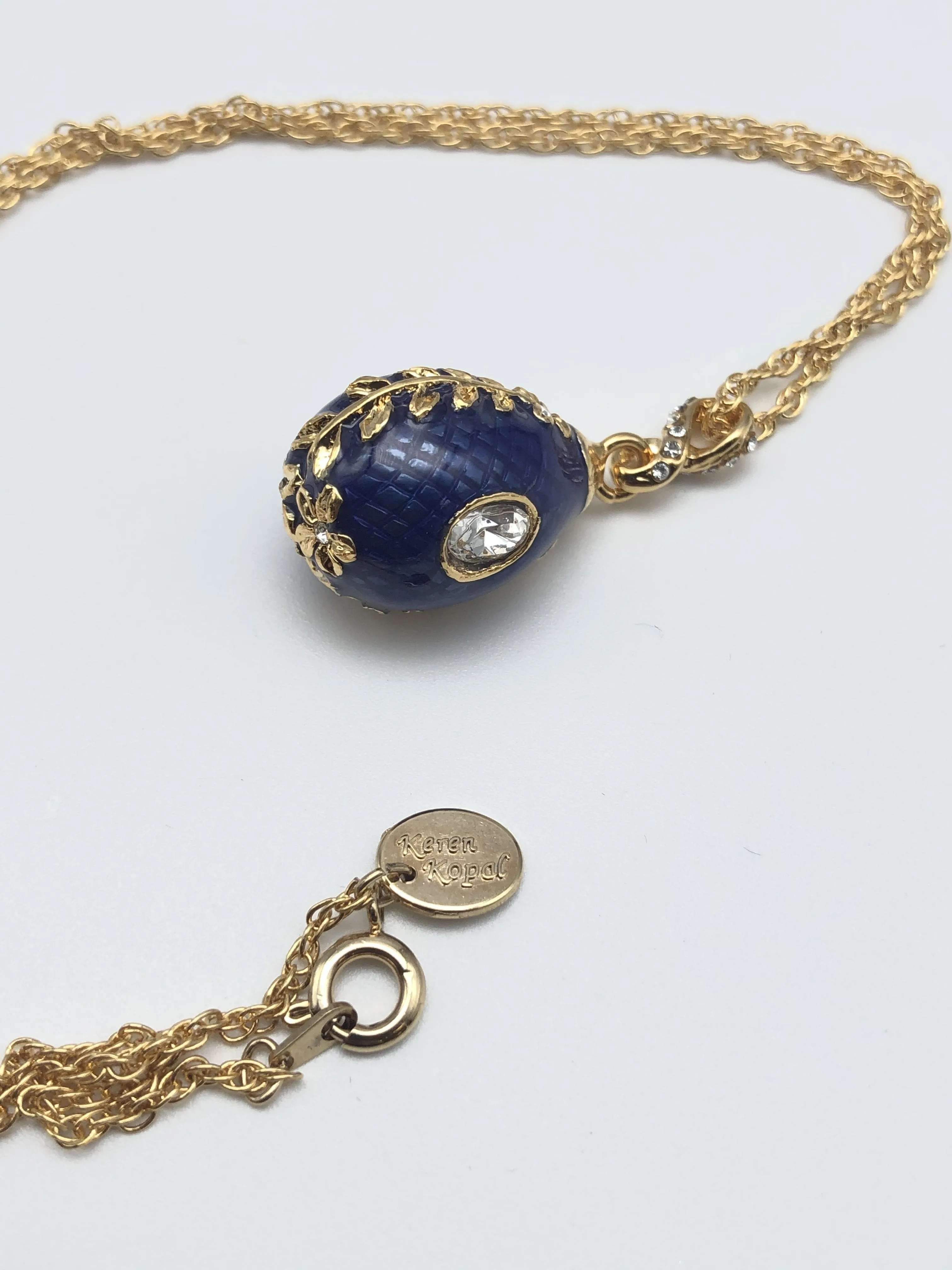 Blue Egg Pendant Gold Necklace