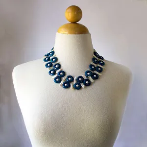 Blue Gemstone Pearl Necklace