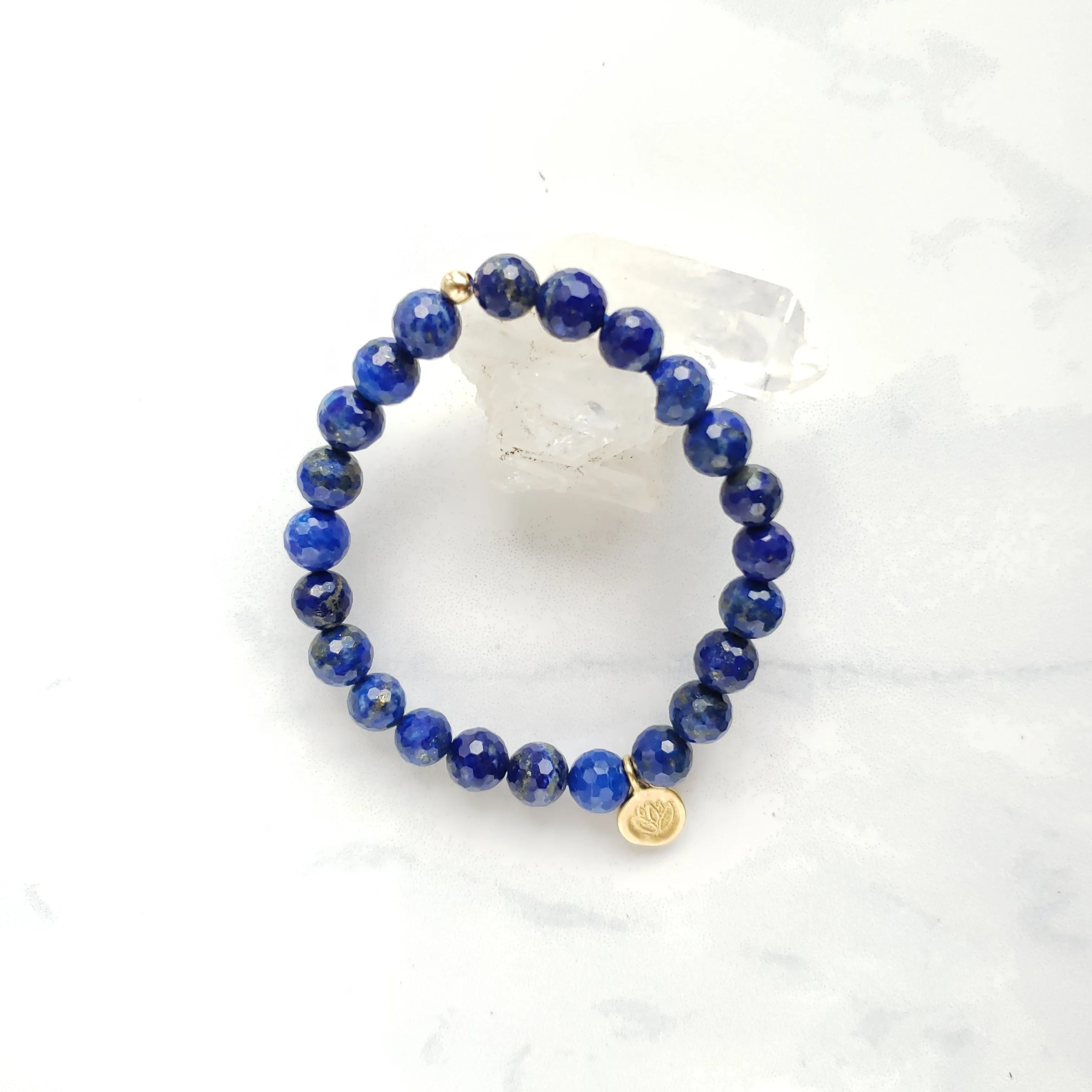 Blue Lapis Bracelet Golden Lotus