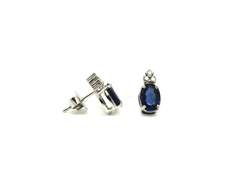 Blue Sapphire And 6 Diamond Earring Ad No .0878 (6/8mm)