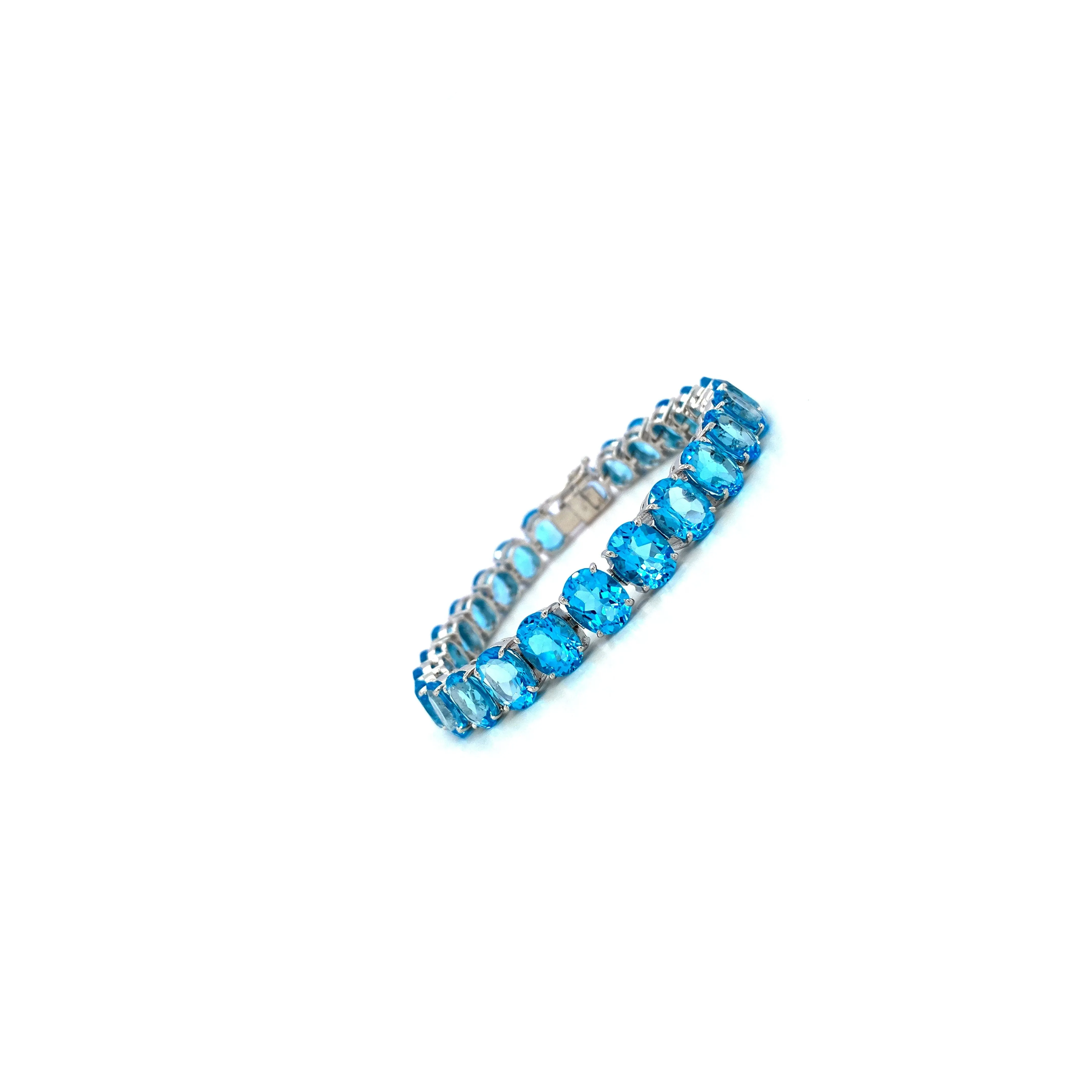 Blue Topaz Bracelet in .925 Sterling Silver - KSD 44074