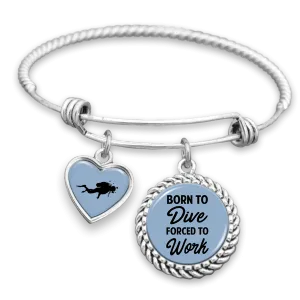 Born To Dive, Forced To Work Charm Bracelet